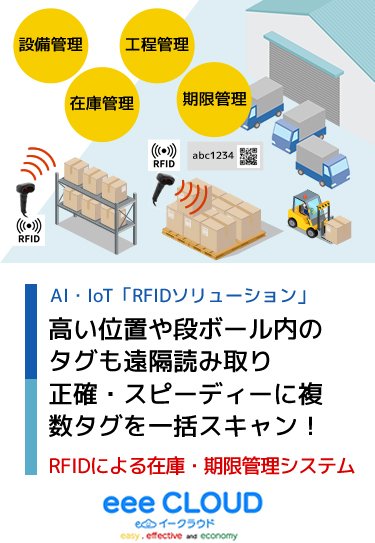 RFIDによる在庫・期限管理パッケージ　遠隔読取で複数タグを一括スキャン